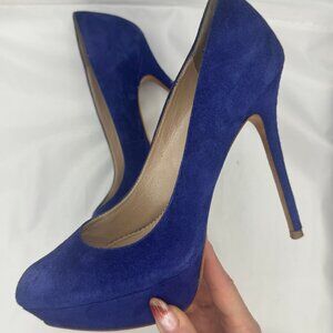 Jean-Michel Cazabat Platform Pumps Cobalt Blue Suede - 38.5 / 8 - $90